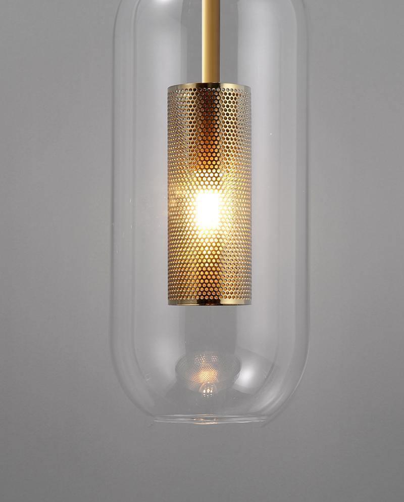 Vadim Glass Wall Lamp – Black & Gold Metal Sconce with Clear Glass, 51‑in & 67‑in Options