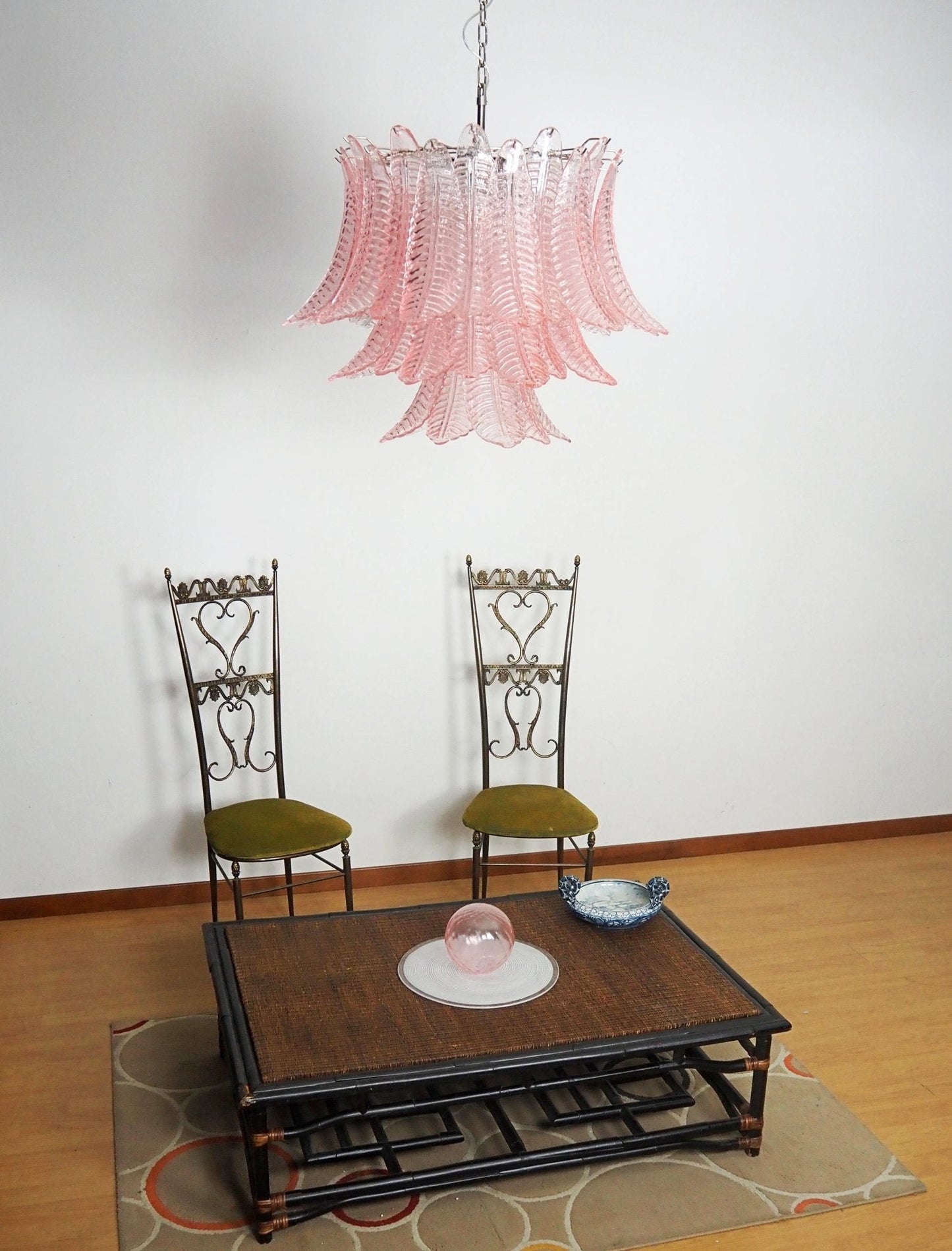Murano Pink Glass Leaf Chandelier - YIOSI