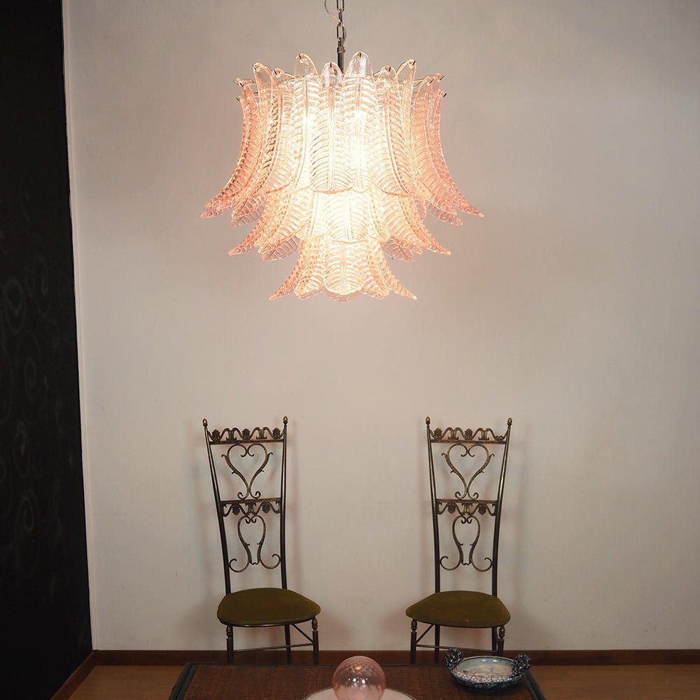 Murano Pink Glass Leaf Chandelier - YIOSI