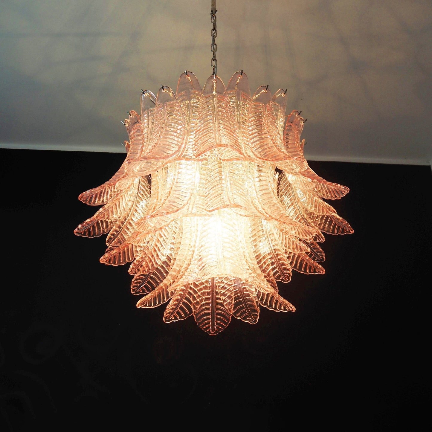 Murano Pink Glass Leaf Chandelier - YIOSI