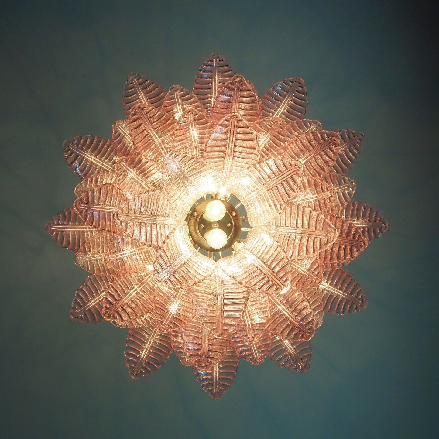 Murano Pink Glass Leaf Chandelier - YIOSI