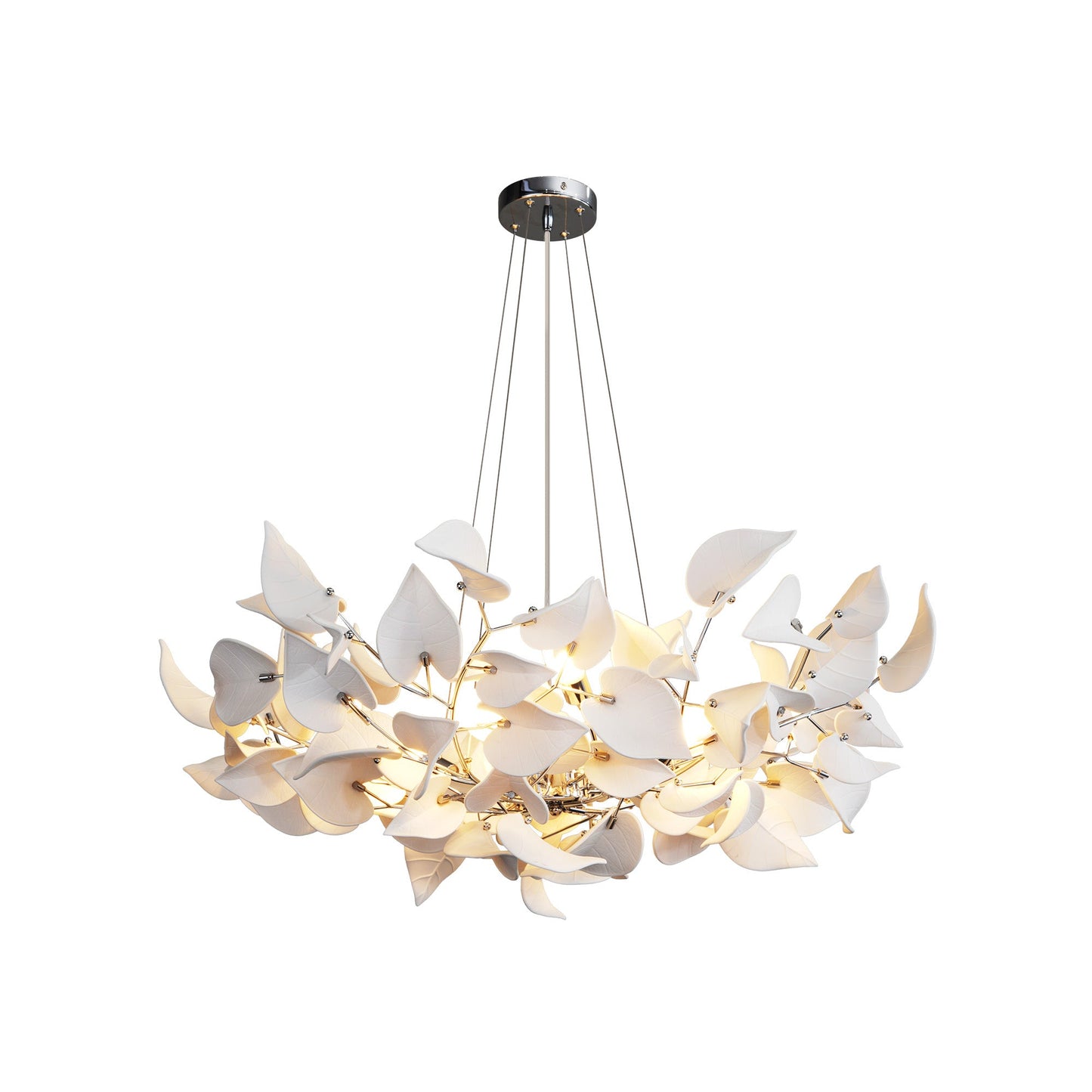 Ceramic Ginkgo Leaf Chandelier Silver / D39.4’’