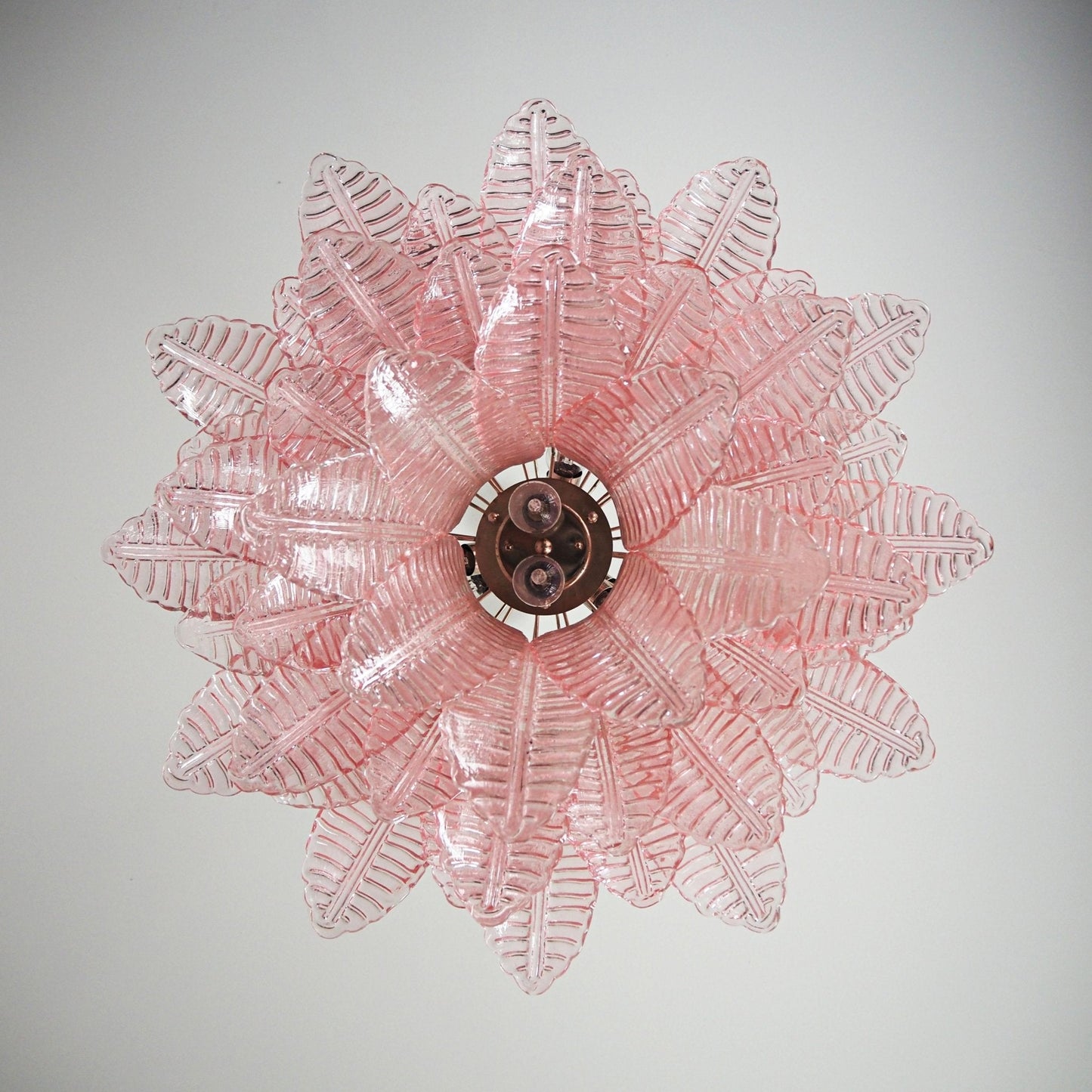 Murano Pink Glass Leaf Chandelier - YIOSI