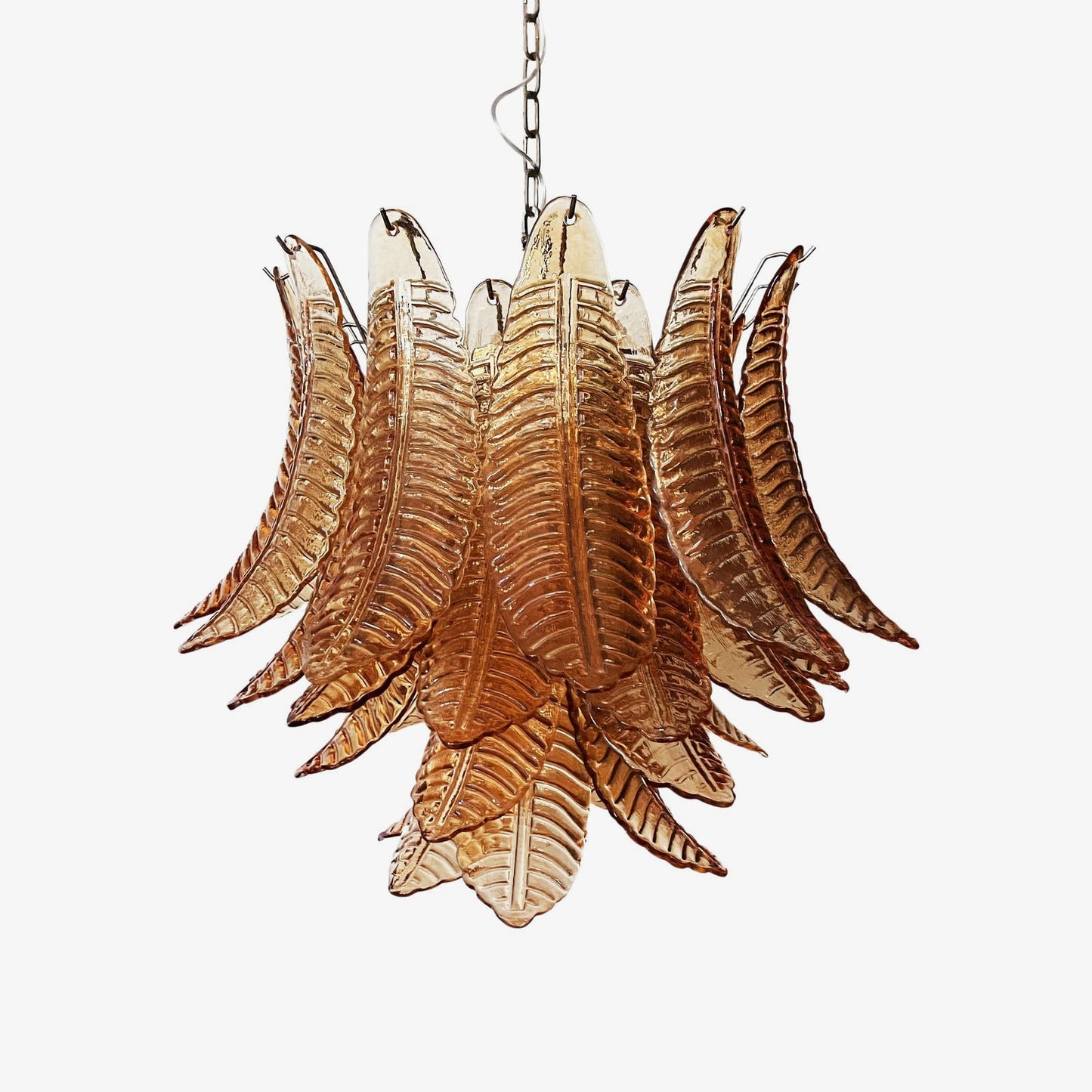 Murano Amber Glass Leaf Chandelier - YIOSI