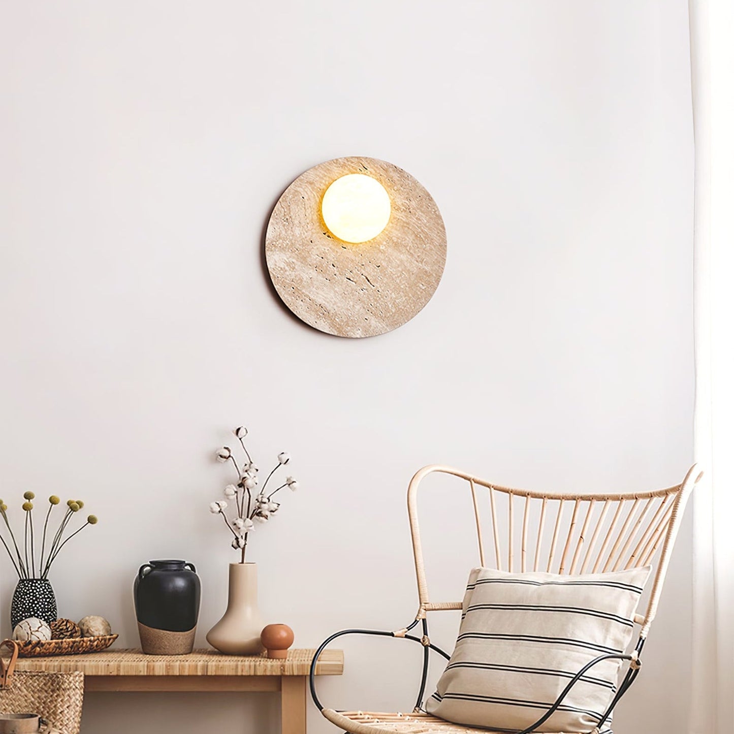 Moonwake Travertine Sconce - YIOSI