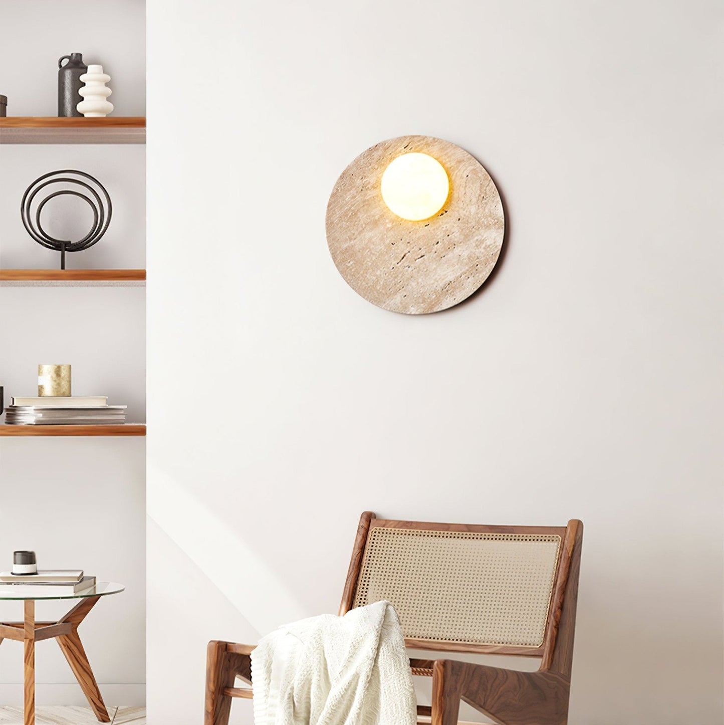 Moonwake Travertine Sconce - YIOSI