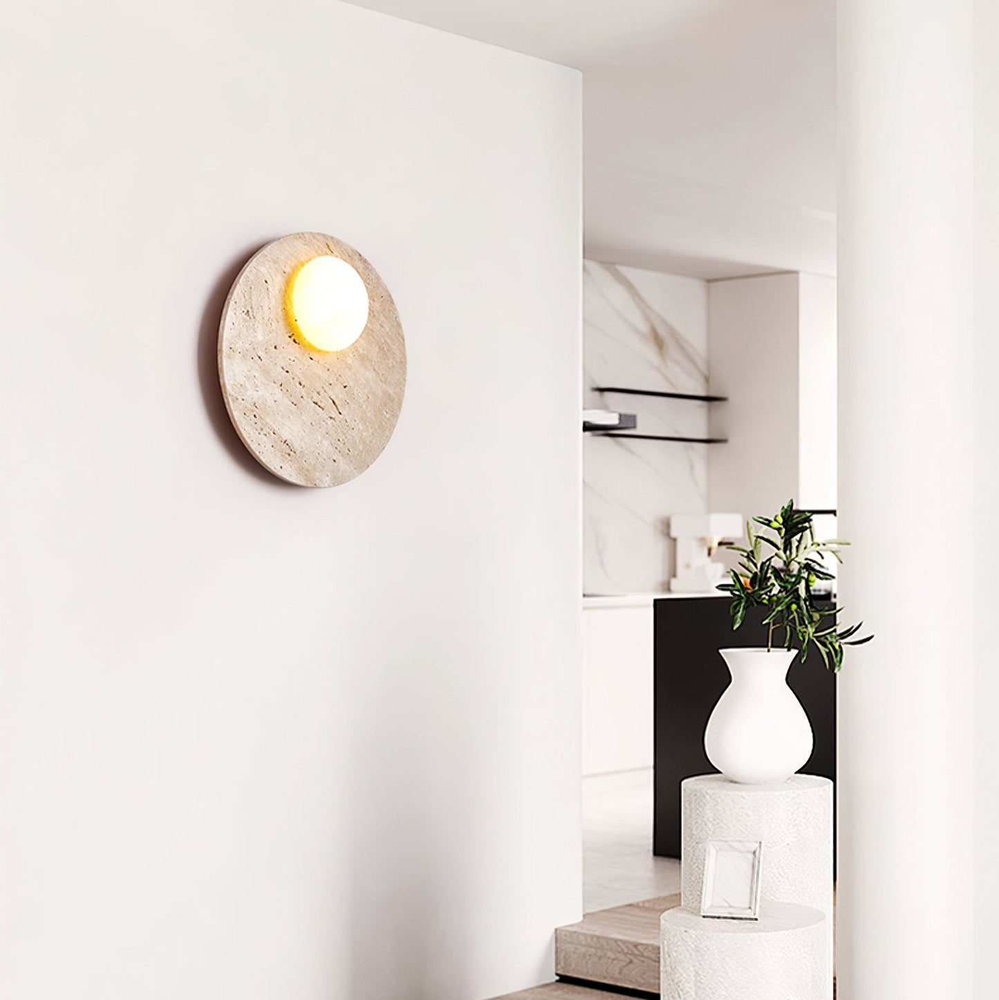 Moonwake Travertine Sconce - YIOSI