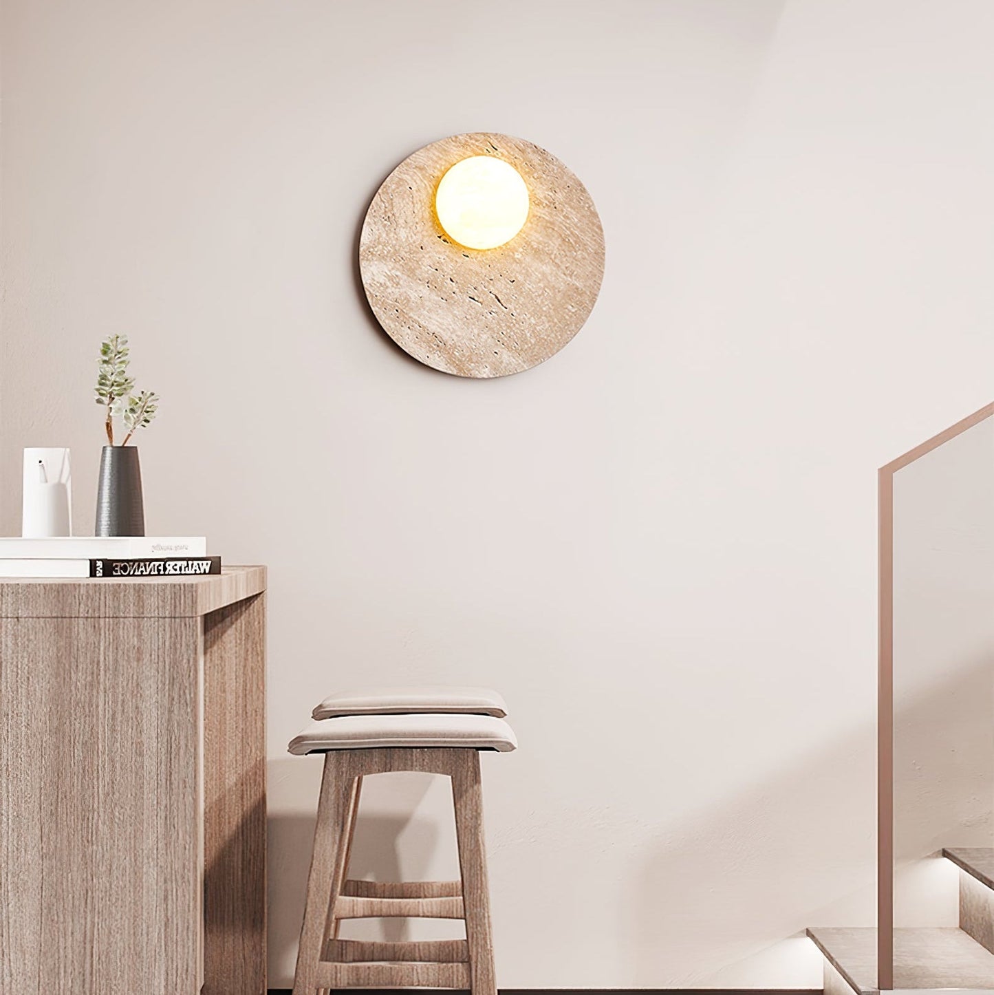 Moonwake Travertine Sconce - YIOSI