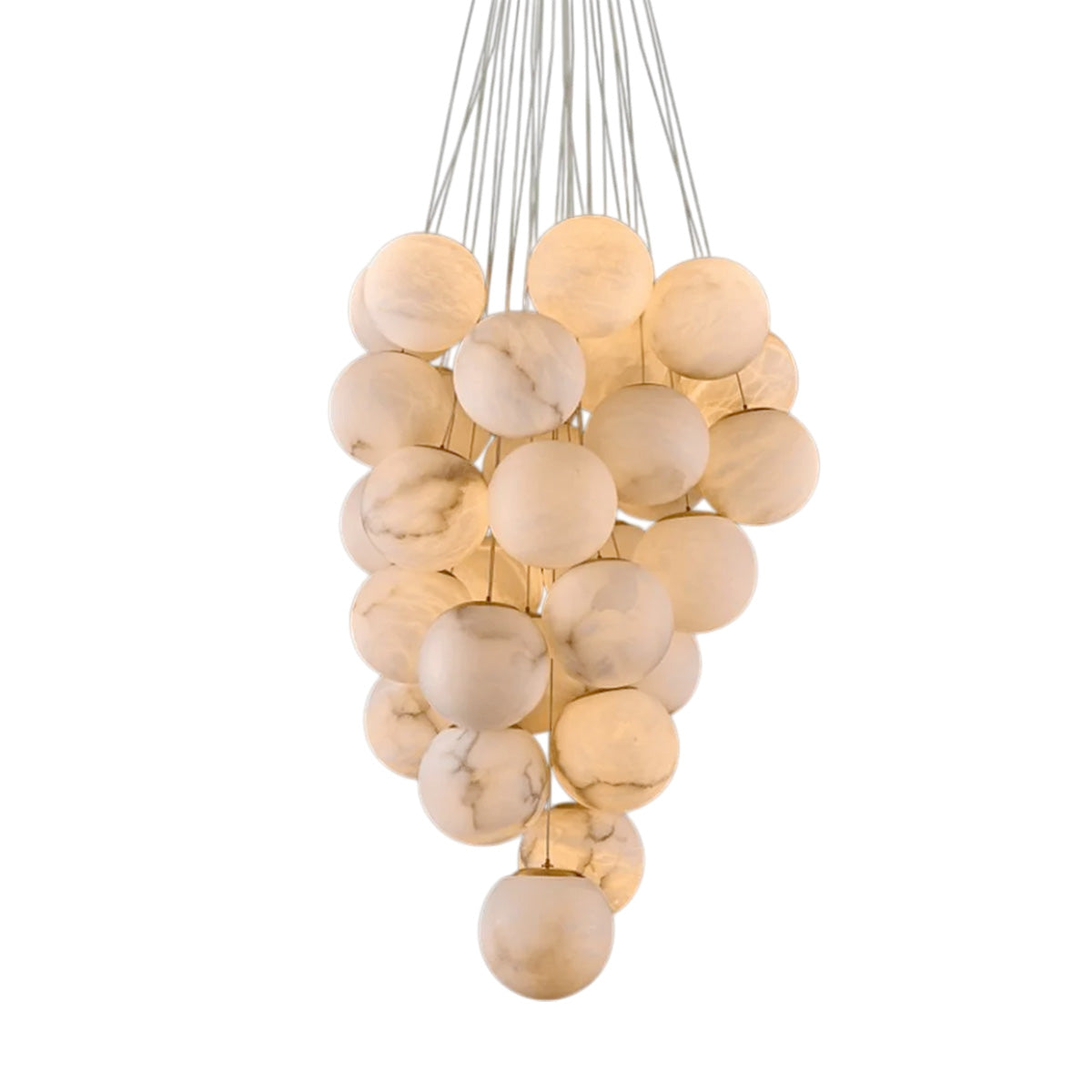 Luxury Gold & White Alabaster Globe Chandelier – 39’’ Diameter