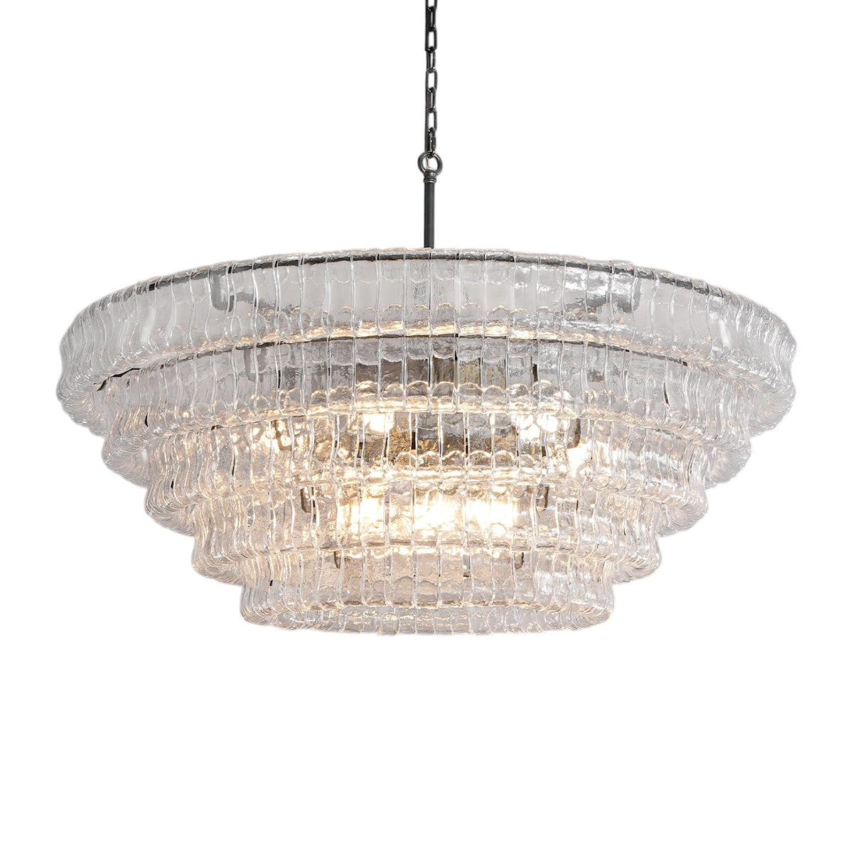 Crystal Glass Drum Chandelier Black(Clear Glass) / Round D47.6’’