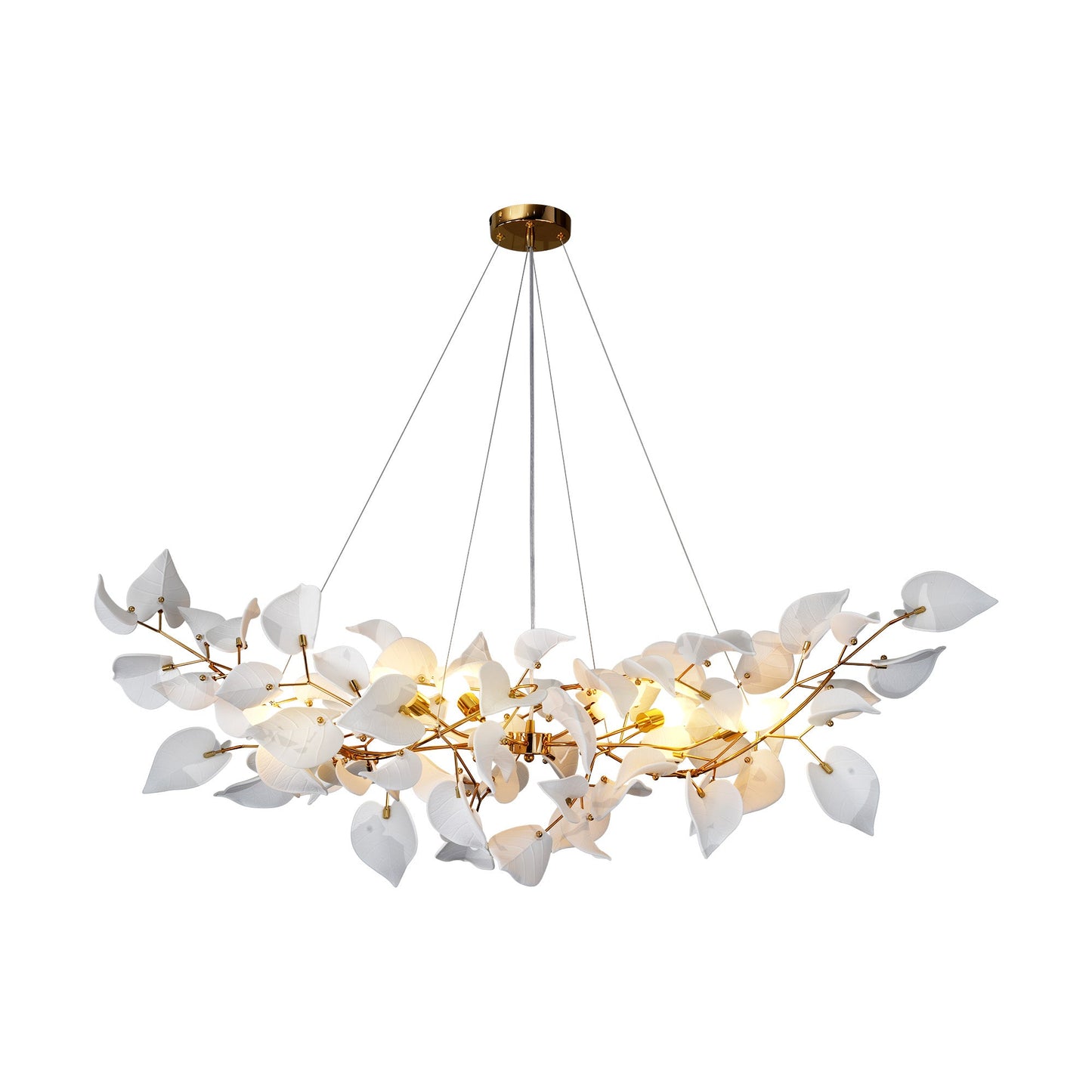 Ceramic Ginkgo Leaf Chandelier Gold / L47.2’’