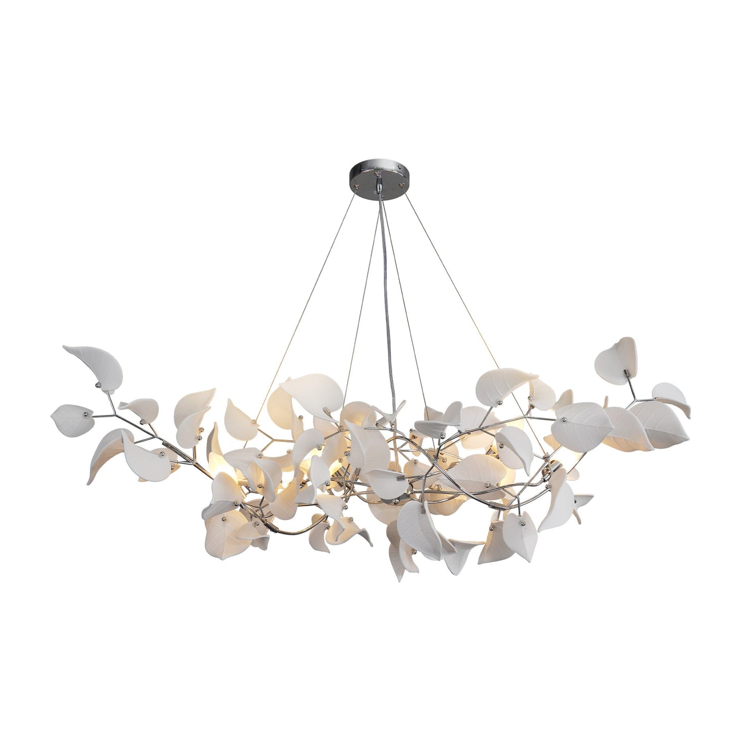 Ceramic Ginkgo Leaf Chandelier Silver / L47.2’’