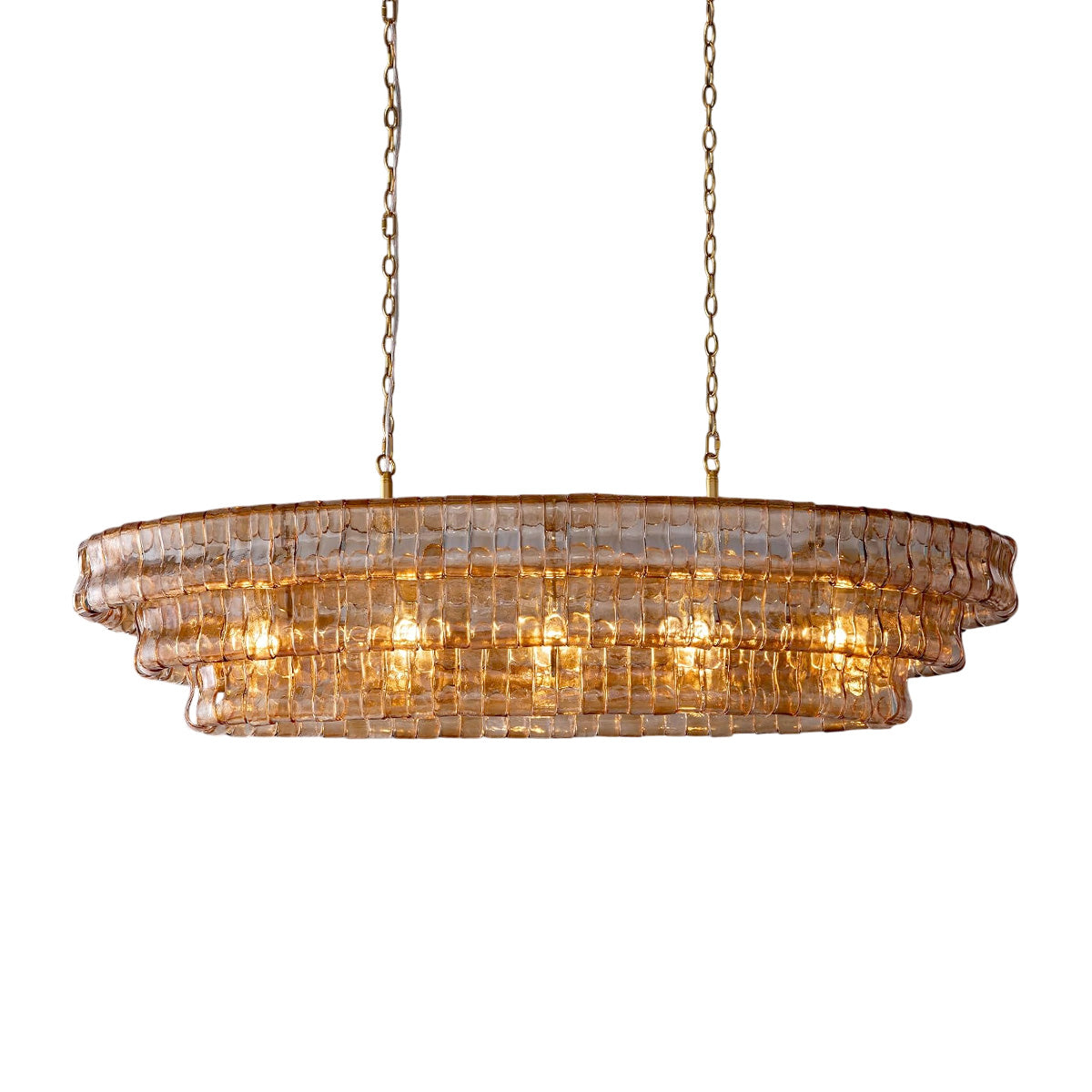 Crystal Glass Drum Chandelier Gold (Smoky Glass) / Rectangle L54’’