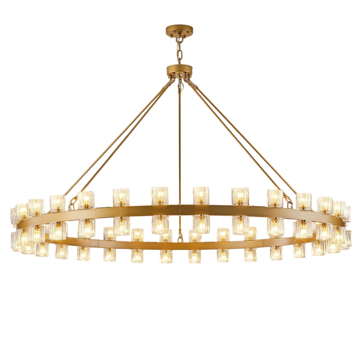 Modern Crystal Chandelier – Gold / Black – Multiple Sizes & Shapes Gold / Round -60in - Chain