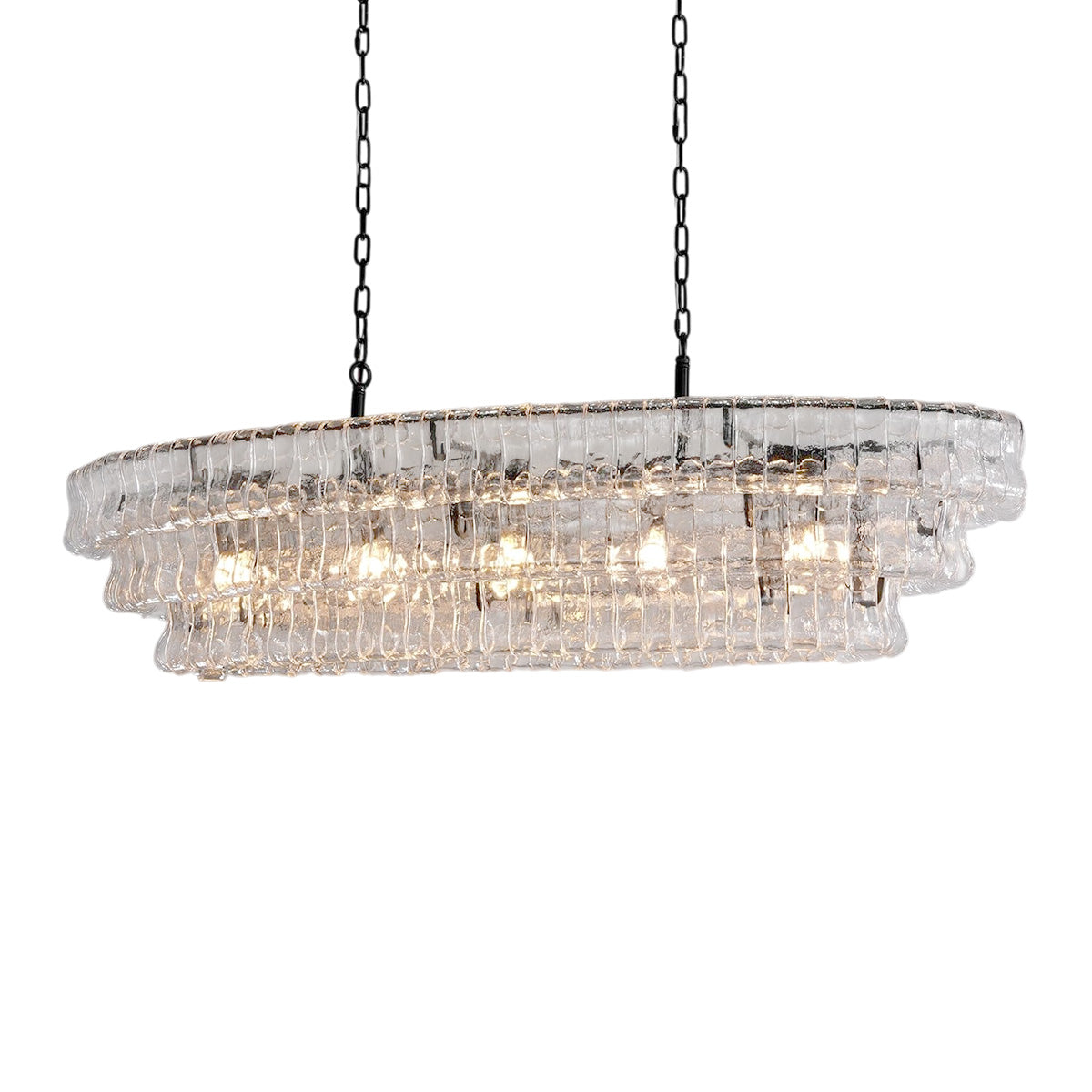 Crystal Glass Drum Chandelier Black(Clear Glass) / Rectangle L54’’
