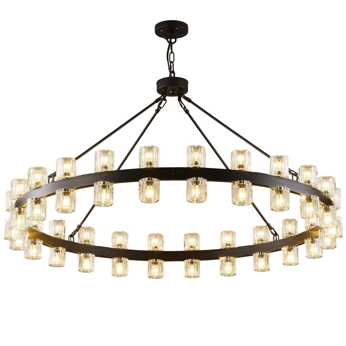 Modern Crystal Chandelier – Gold / Black – Multiple Sizes & Shapes Black / Round - 48in - Chain