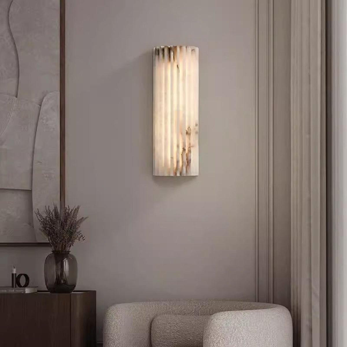 Alvia Alabaster Hand‑Carved Wall Light with Integrated LED