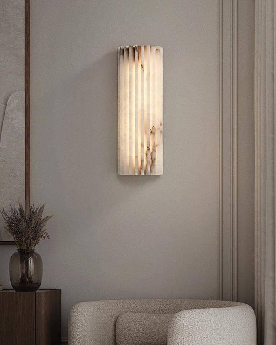 Alvia Alabaster Hand‑Carved Wall Light with Integrated LED