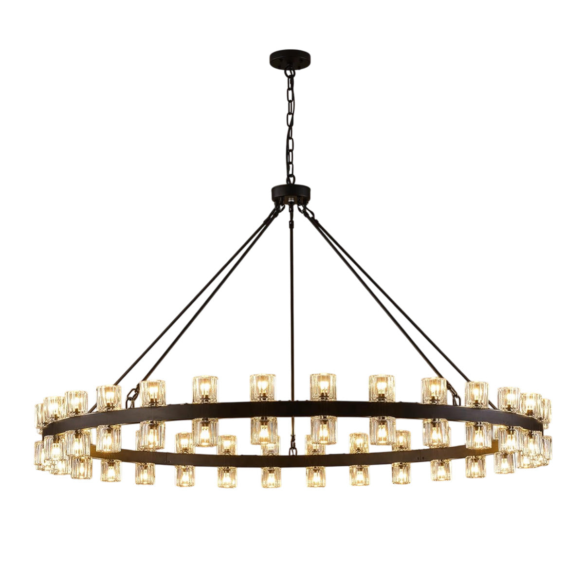 Modern Crystal Chandelier – Gold / Black – Multiple Sizes & Shapes Black / Round -60in - Chain