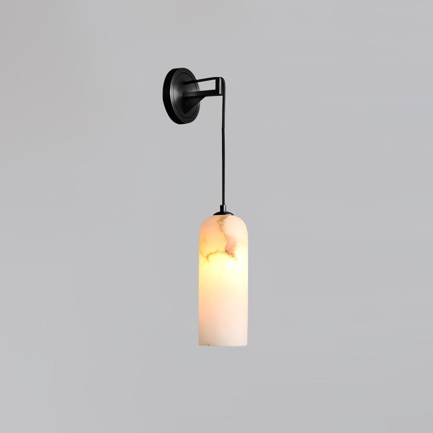 Monty Brass & White Alabaster Wall Lamp with Braided Cord