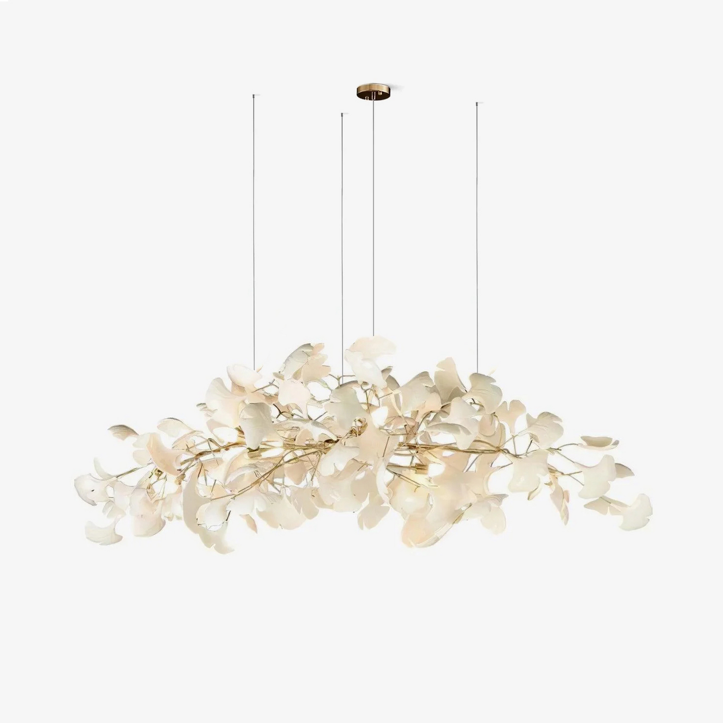 Gingko Chandelier N Luxury Ceramic Leaf Ceiling Light Gold White Nickel Finish