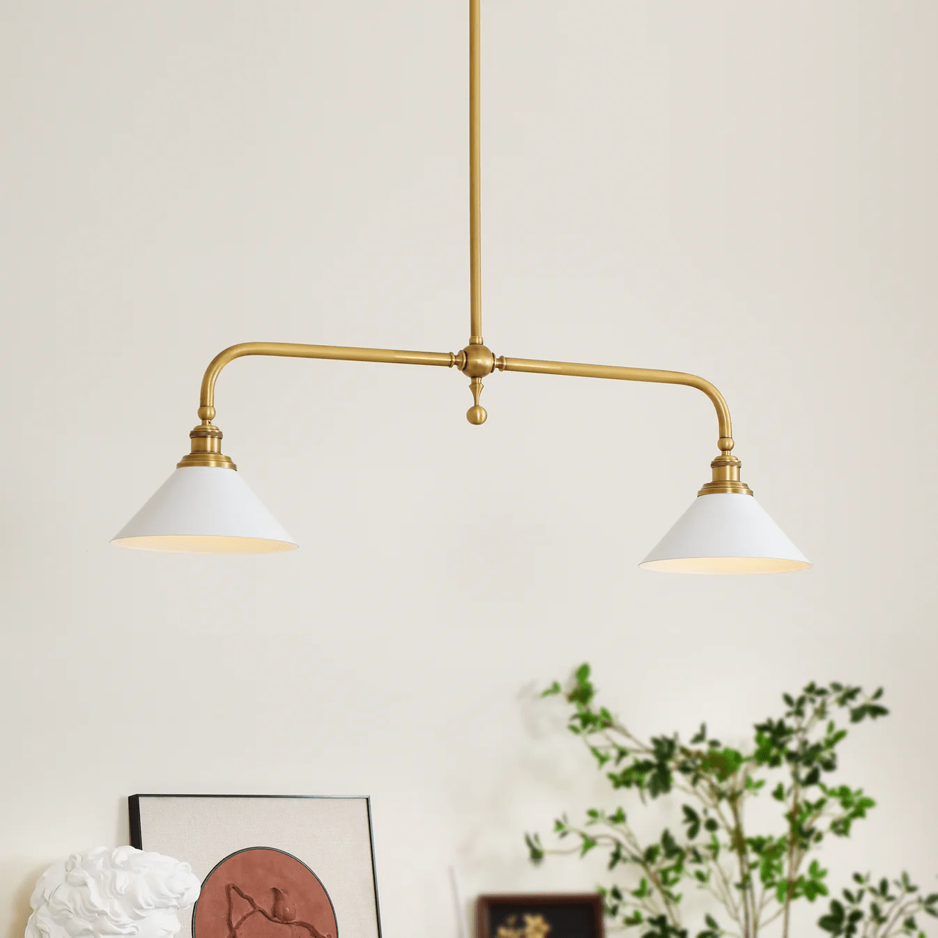 Bridgemont Brass & Aluminum Dual-Light Pendant for Modern Islands