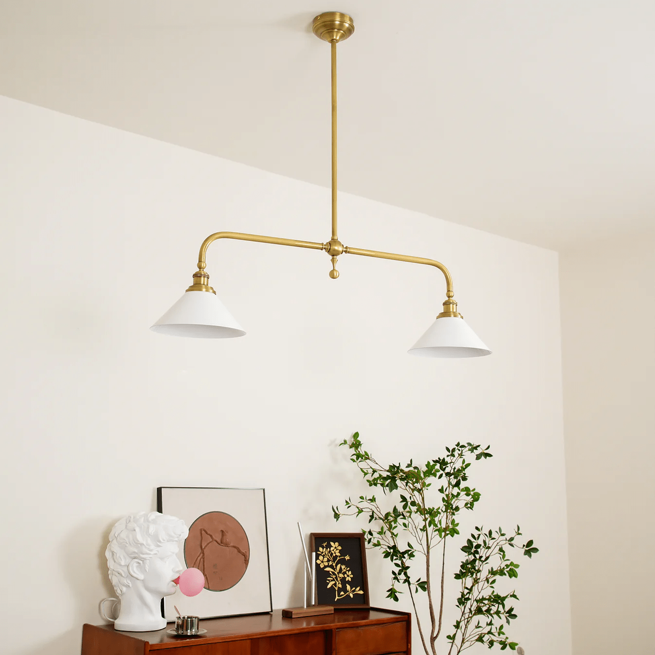 Bridgemont Brass & Aluminum Dual-Light Pendant for Modern Islands