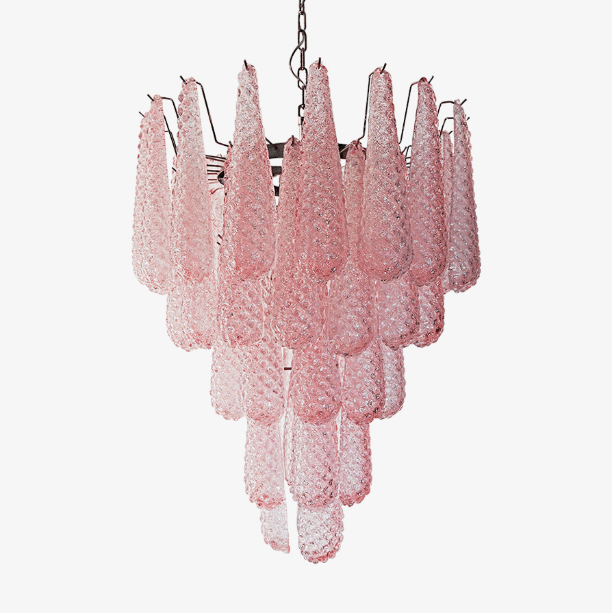Murano Pink Glass Droplet Chandelier - YIOSI