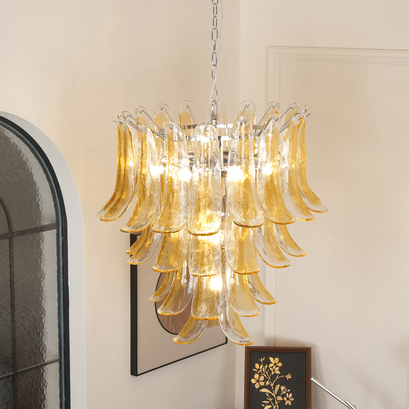 Murano Amber Lily Chandelier - YIOSI