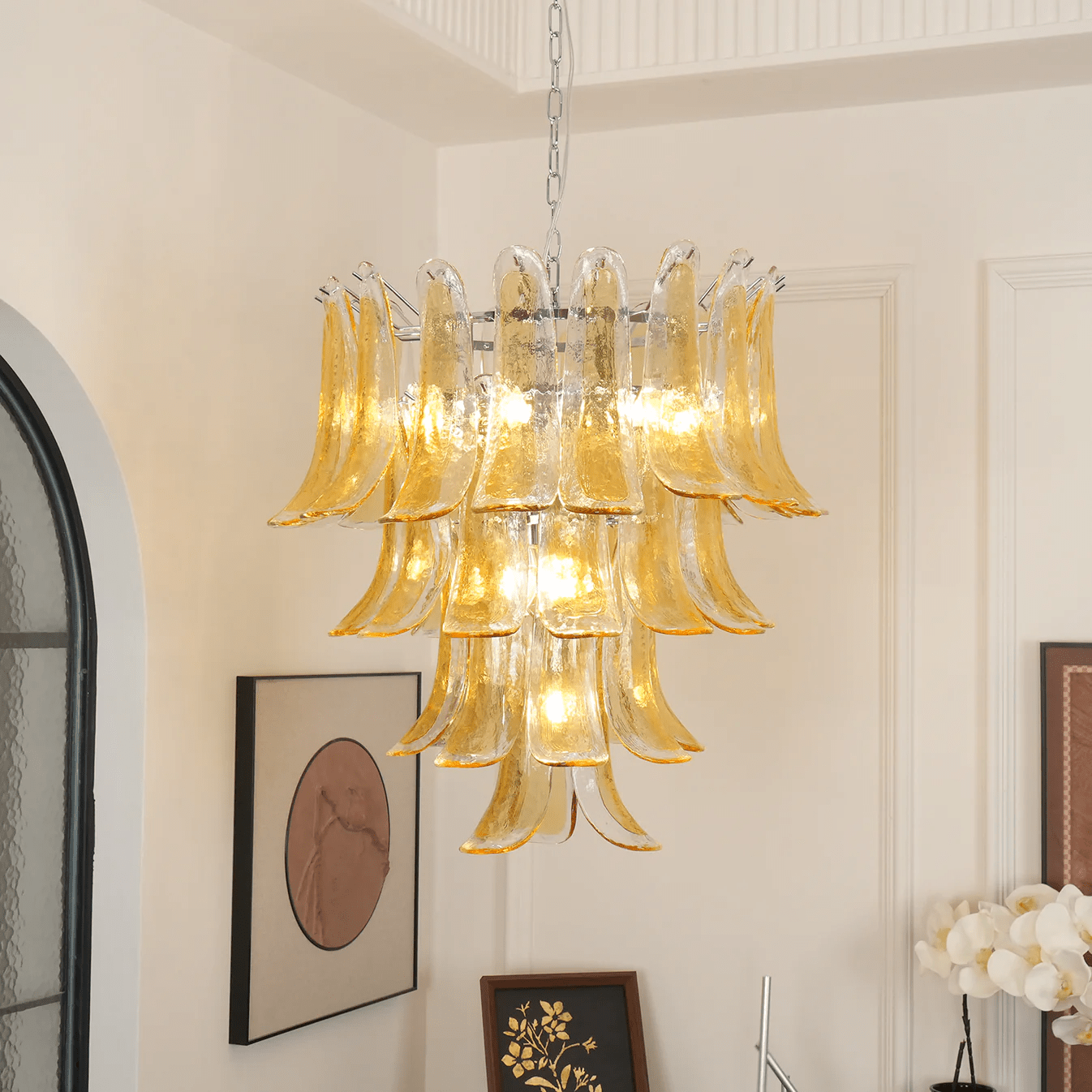Murano Amber Lily Chandelier - YIOSI