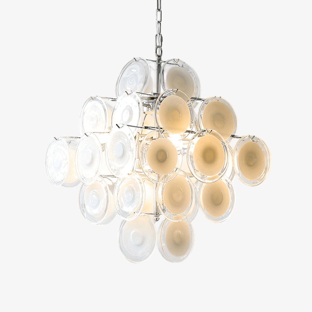 Murano Disc White Glass Chandelier - YIOSI