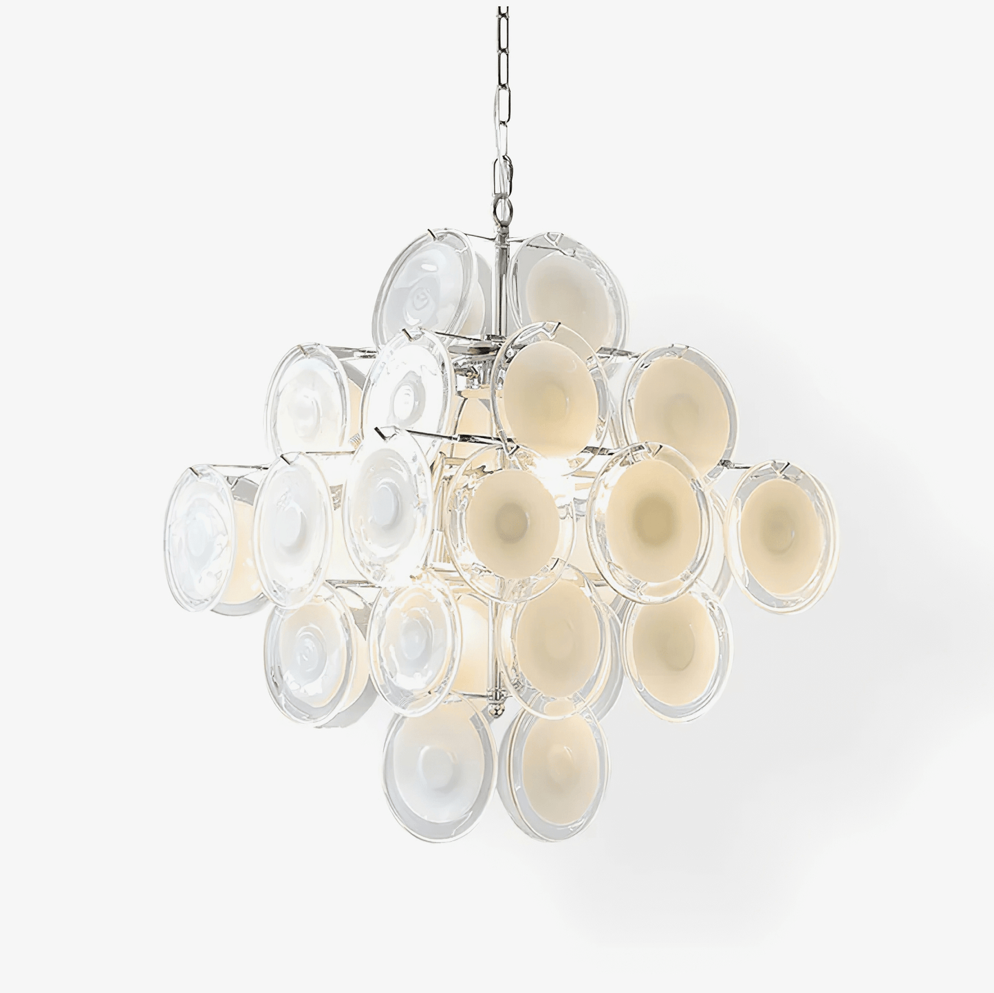 Murano Disc White Glass Chandelier - YIOSI
