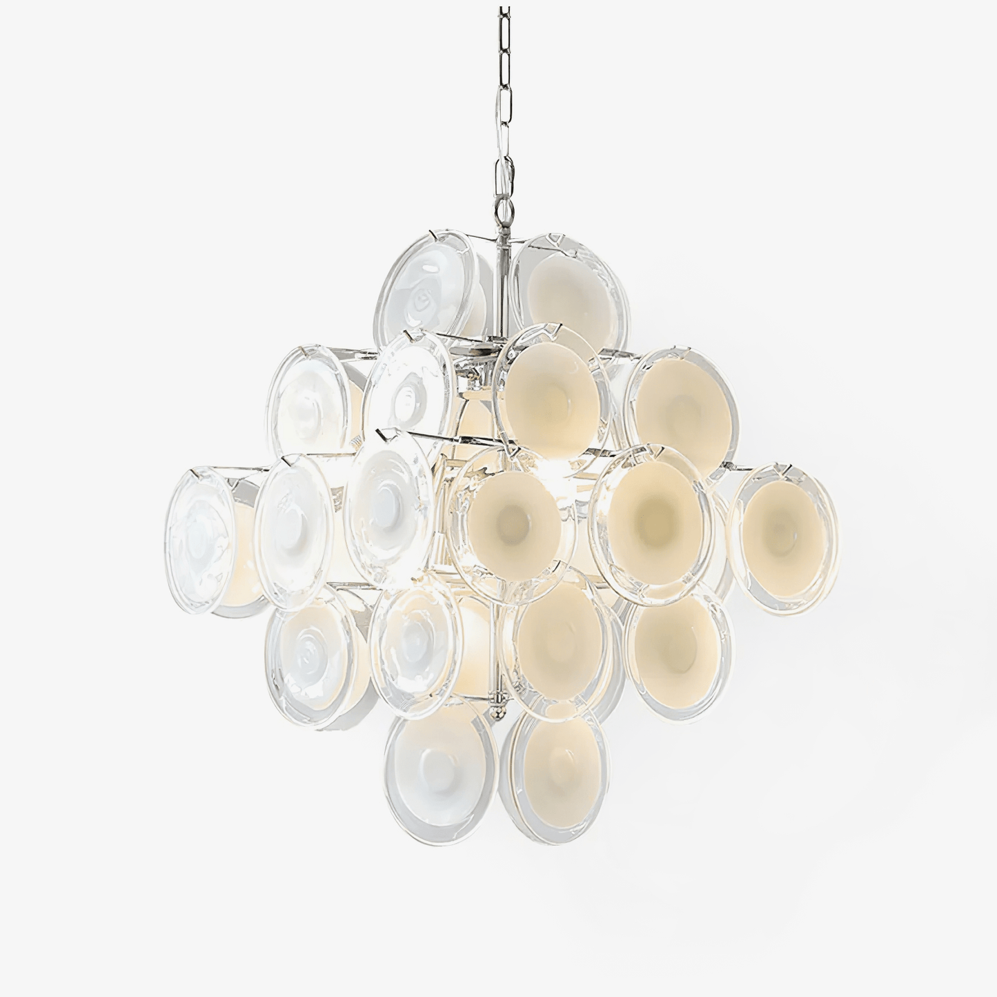 Murano Disc White Glass Chandelier - YIOSI