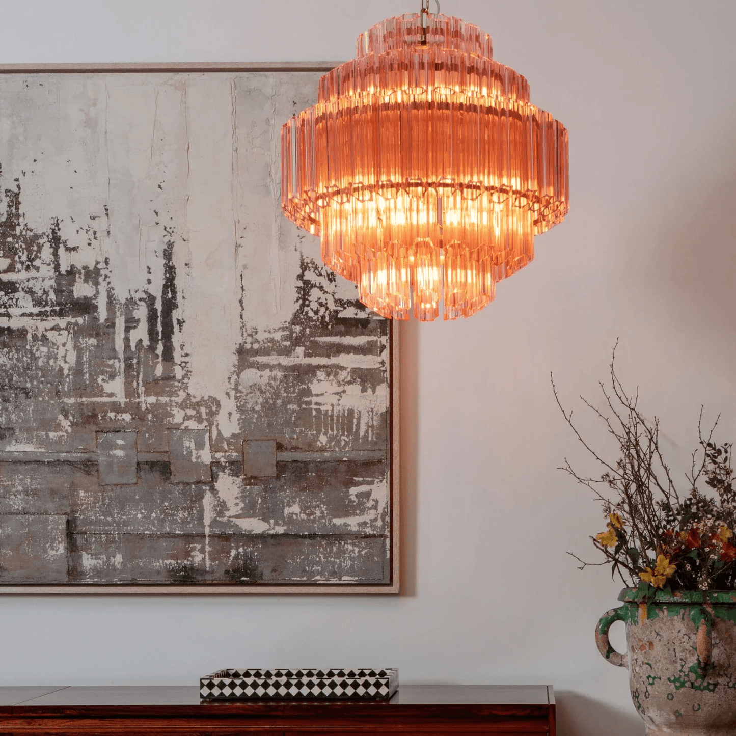Pink Palermo Murano Chandelier - YIOSI
