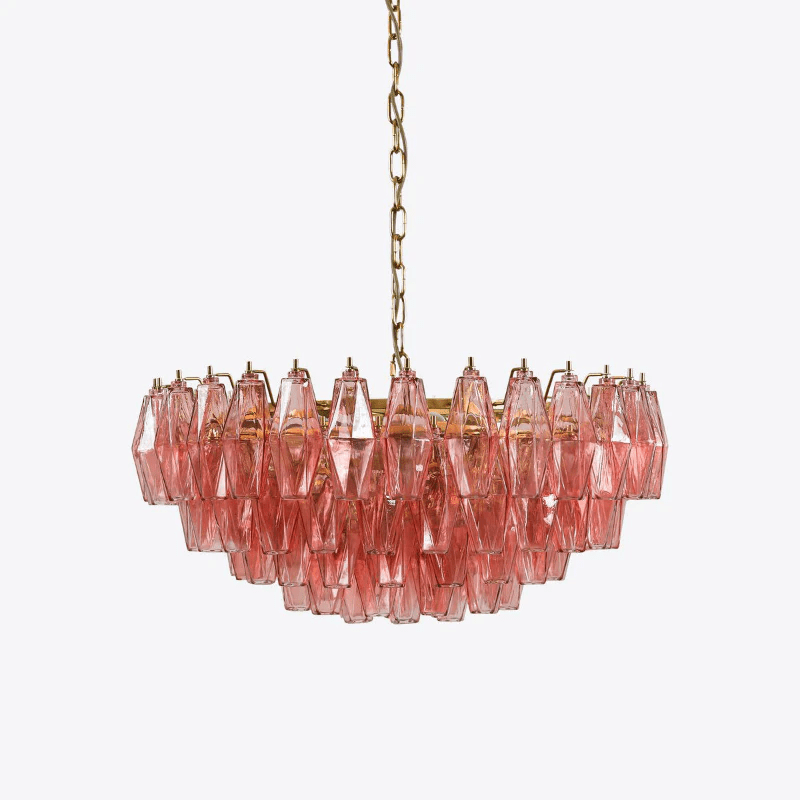 Pink Polygon Drop Chandelier - YIOSI