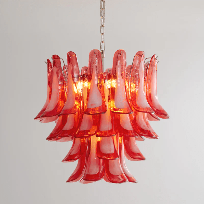 Crimson Glass Murano Petals Chandelier - YIOSI