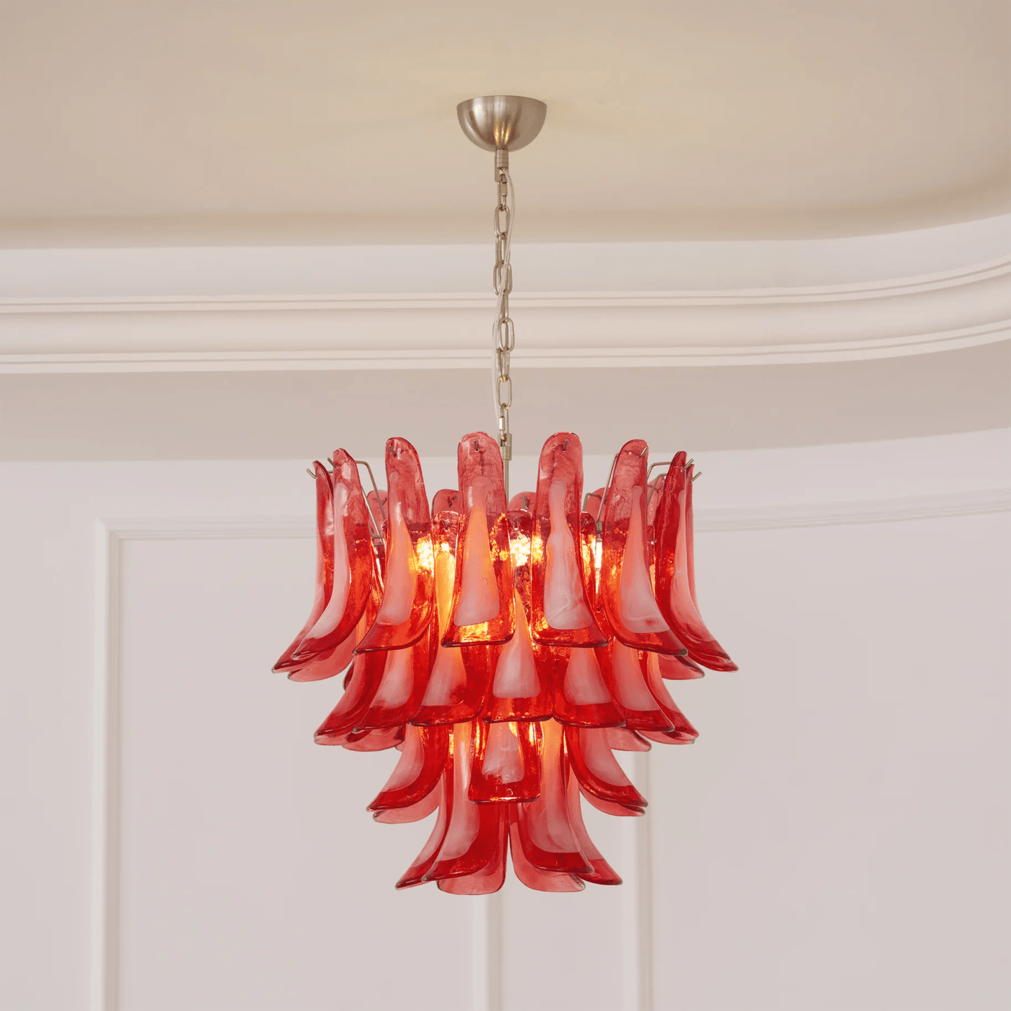 Crimson Glass Murano Petals Chandelier - YIOSI