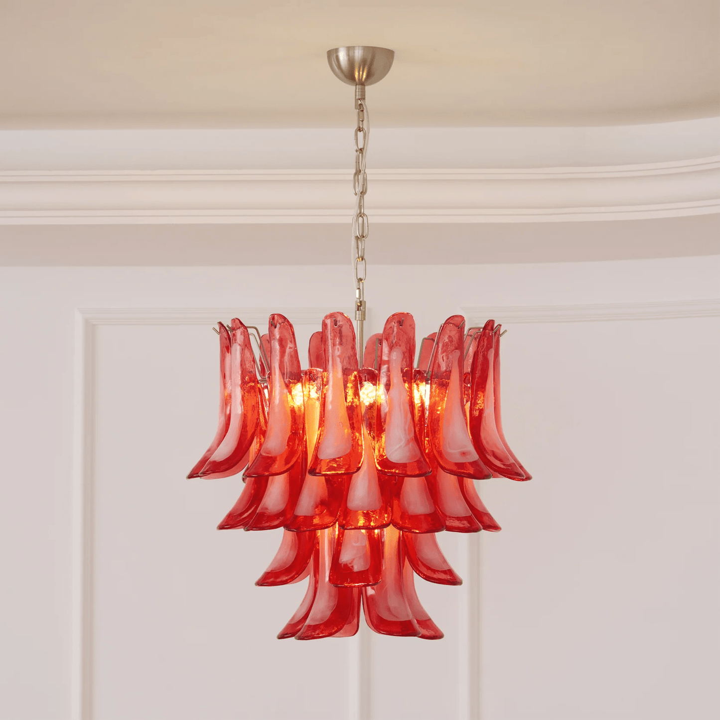 Crimson Glass Murano Petals Chandelier - YIOSI