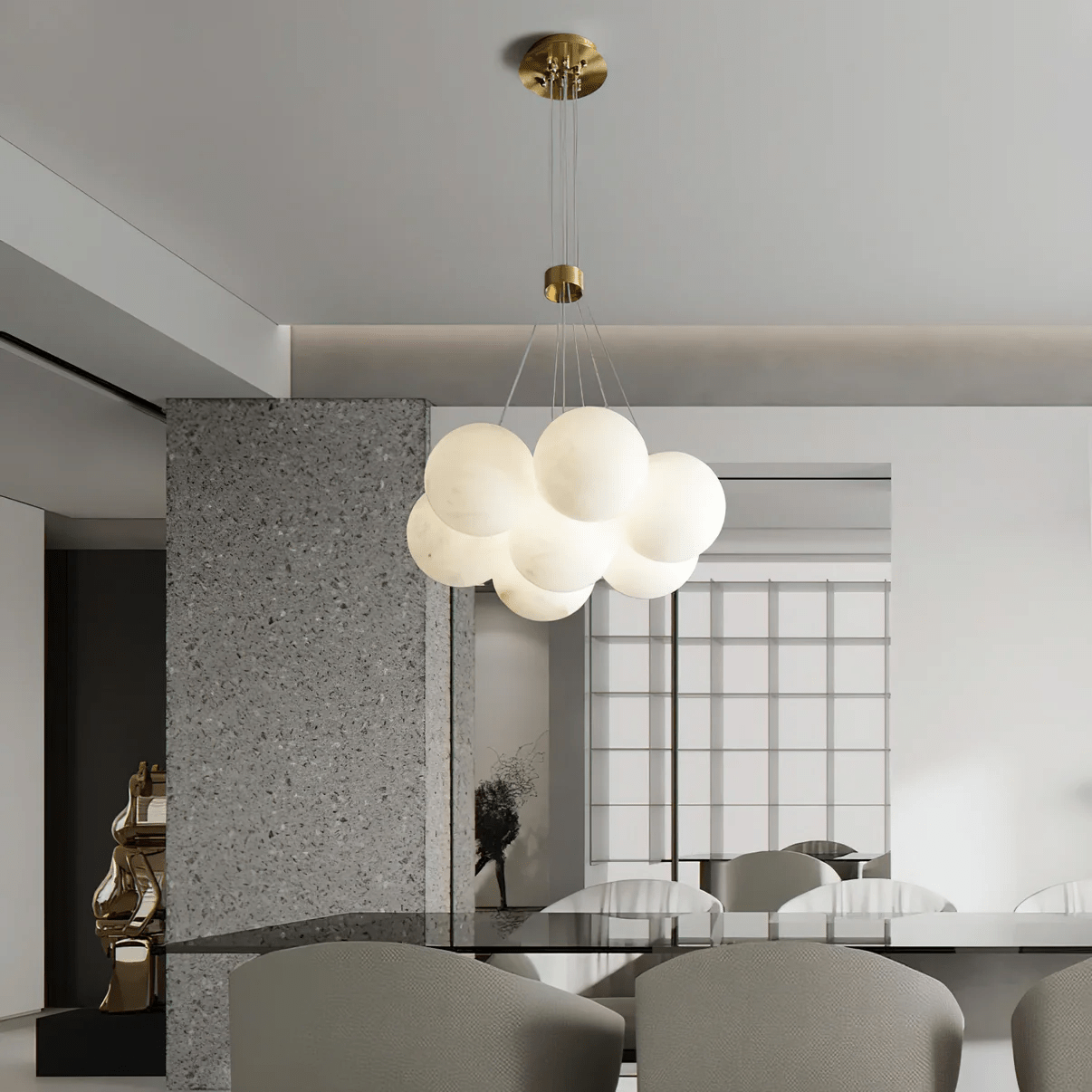Vakkerlight Alabaster Lunar Chandelier – Modern 7‑19 Light Sphere Fixture