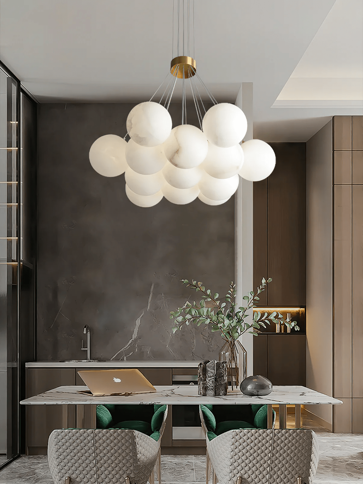 Vakkerlight Alabaster Lunar Chandelier – Modern 7‑19 Light Sphere Fixture