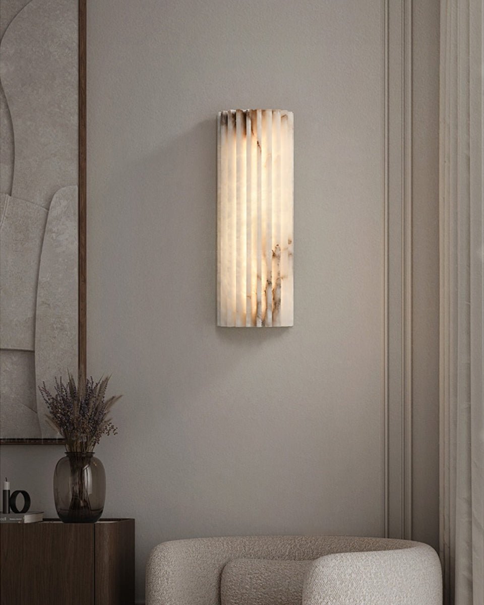 Alvia Alabaster Hand‑Carved Wall Light with Integrated LED