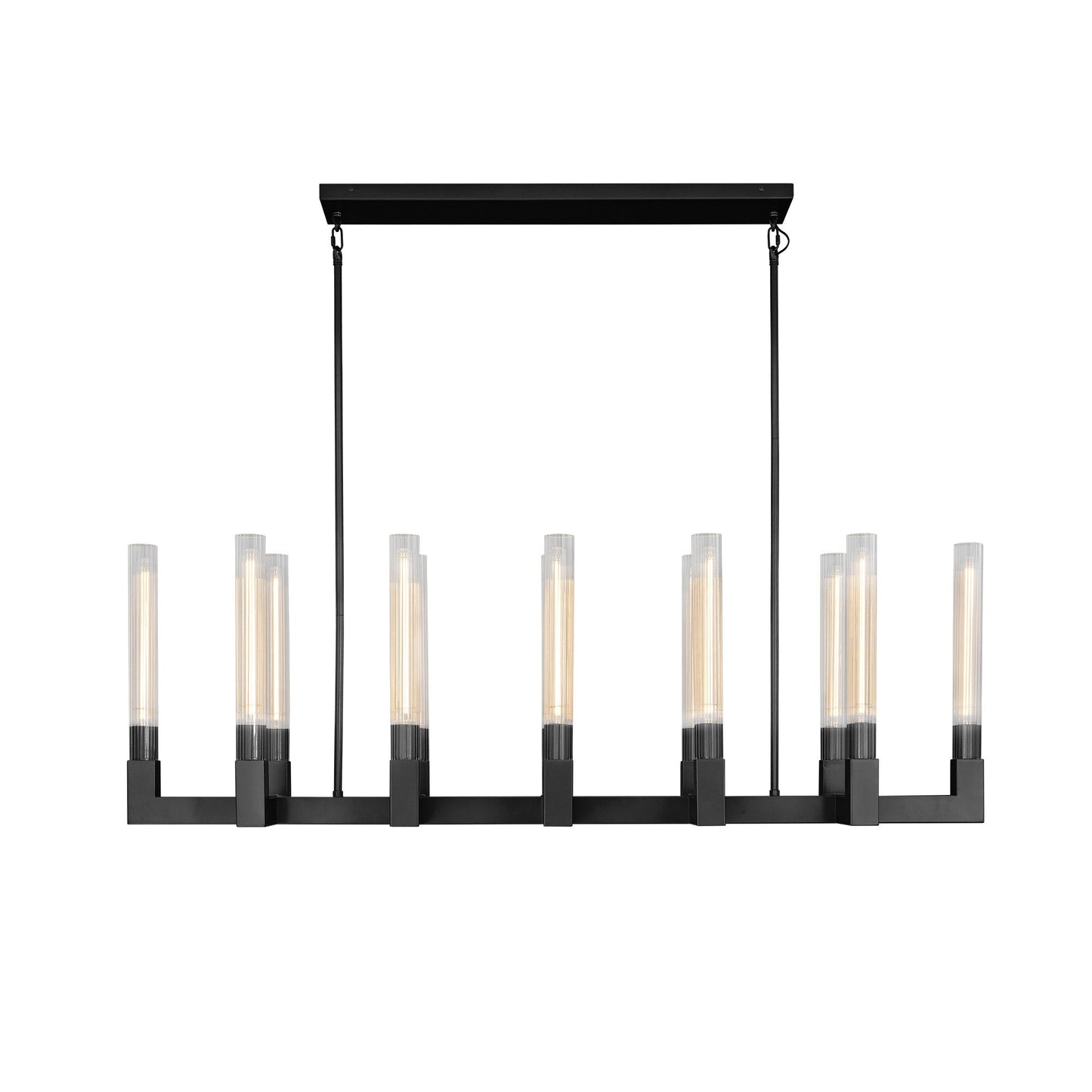 Modern glass tube chandelier Black / L54’’