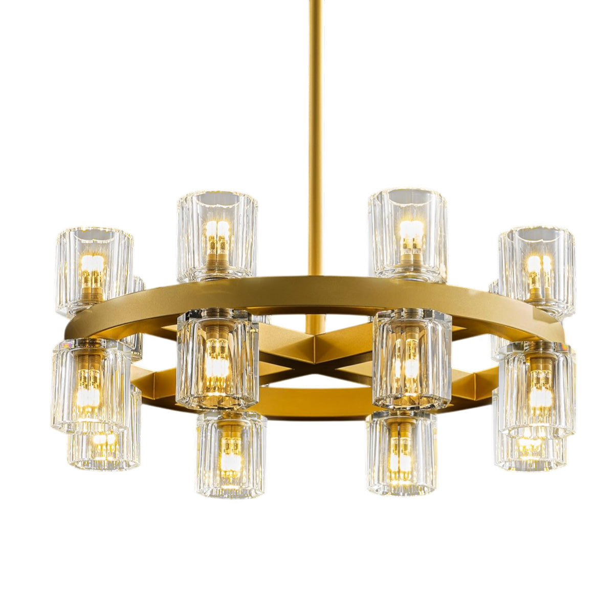 Modern Crystal Chandelier – Gold / Black – Multiple Sizes & Shapes Gold / Round - 18in