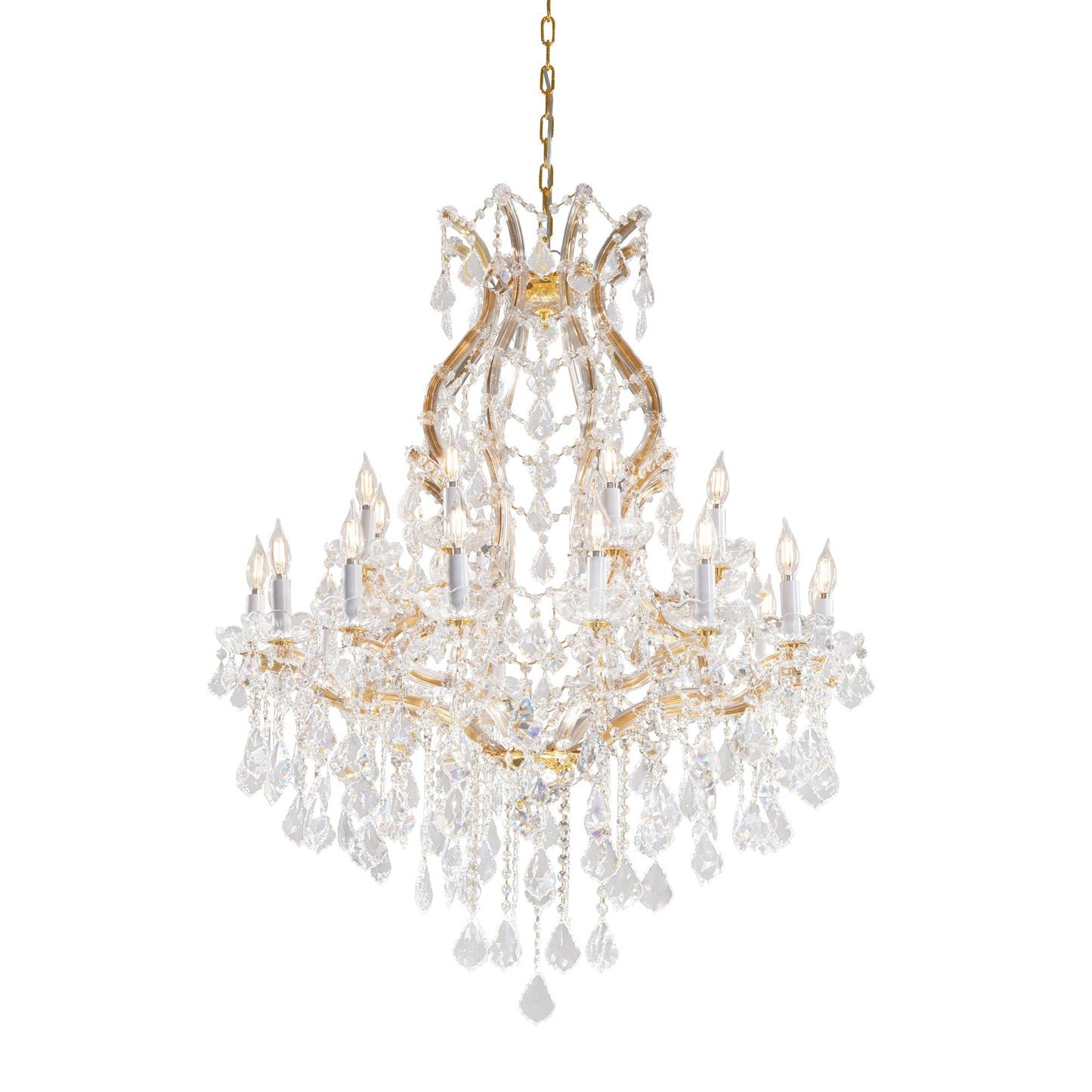 Modern Large Crystal Chandeliers Gold / 24 Light