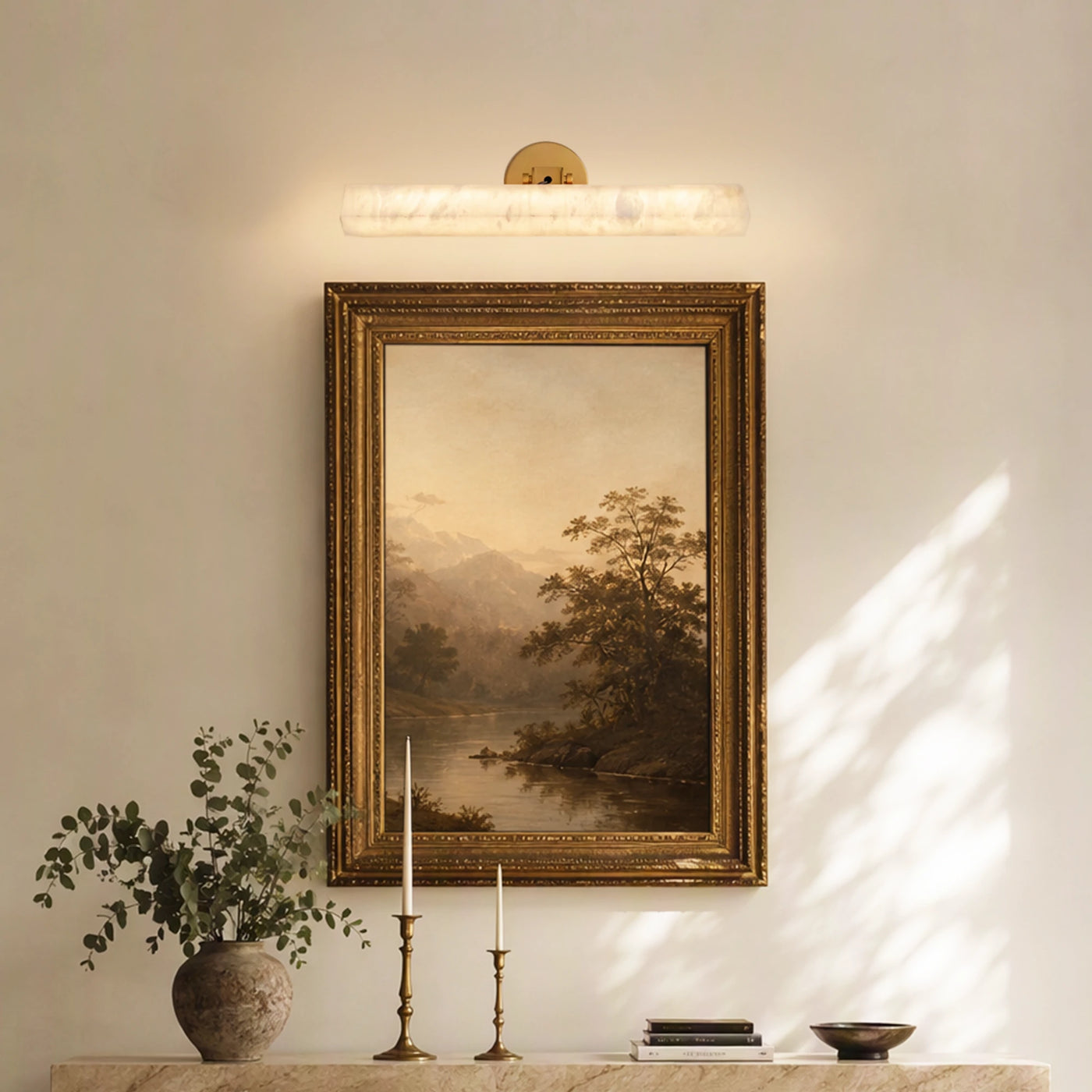 Alabaster Square Vanity Light 18 Inch - Gold