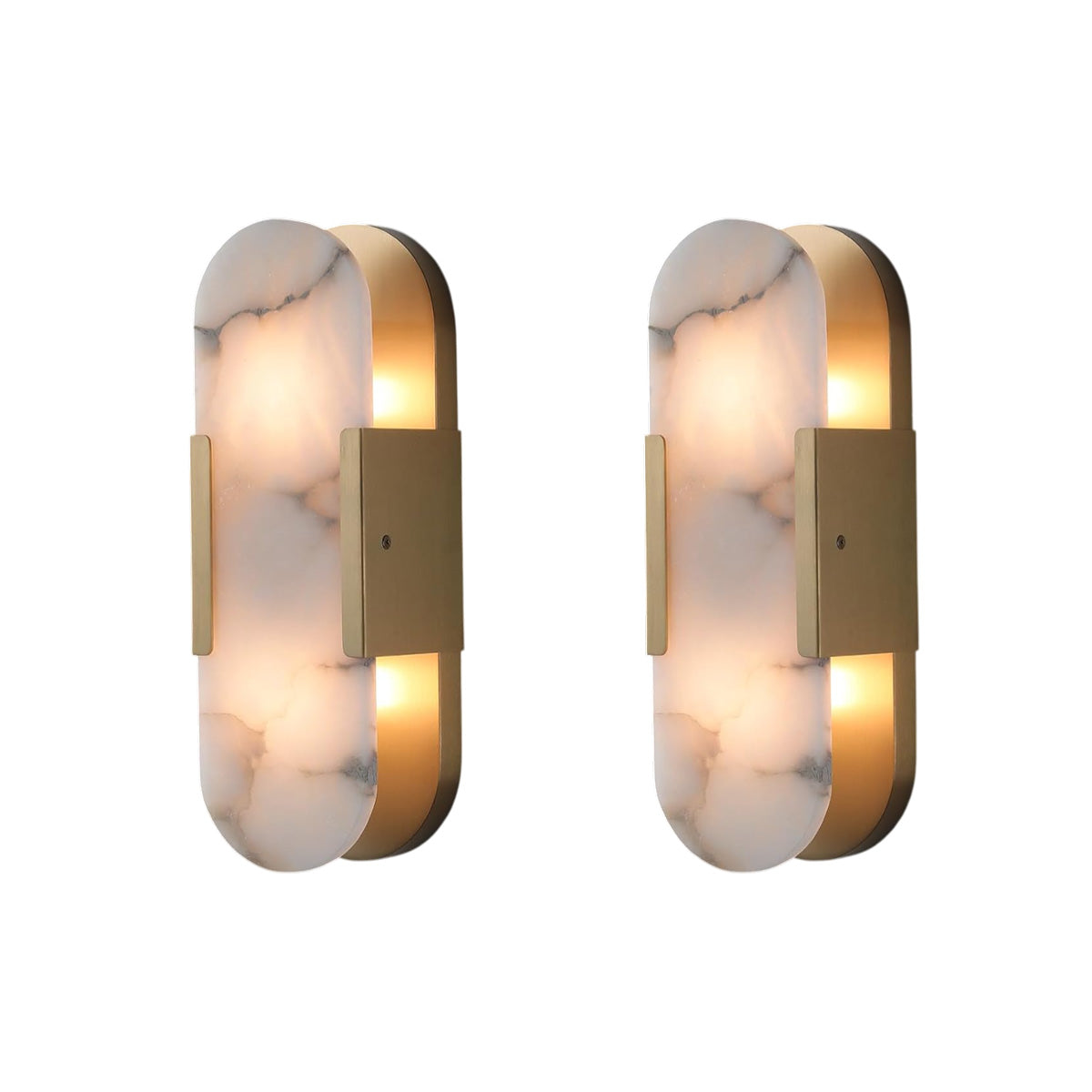 Modern Alabaster Wall Sconce - 2 Pack Gold / 13.8 in-2pk