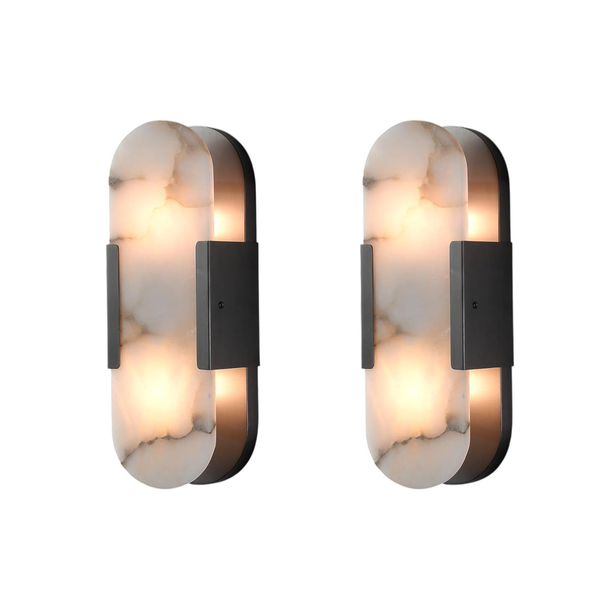 Modern Alabaster Wall Sconce - 2 Pack Black / 13.8 in-2pk