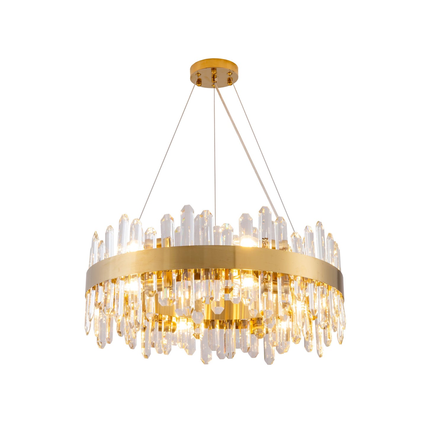 Modern Double Layer Crystal Chandelier Gold / Round D23.6’’