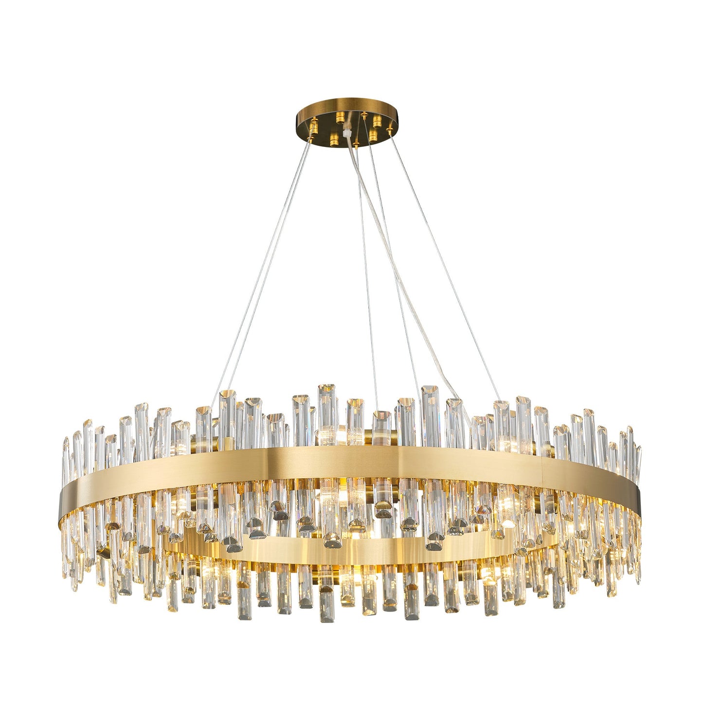 Modern Double Layer Crystal Chandelier Gold / Round D31.5’’