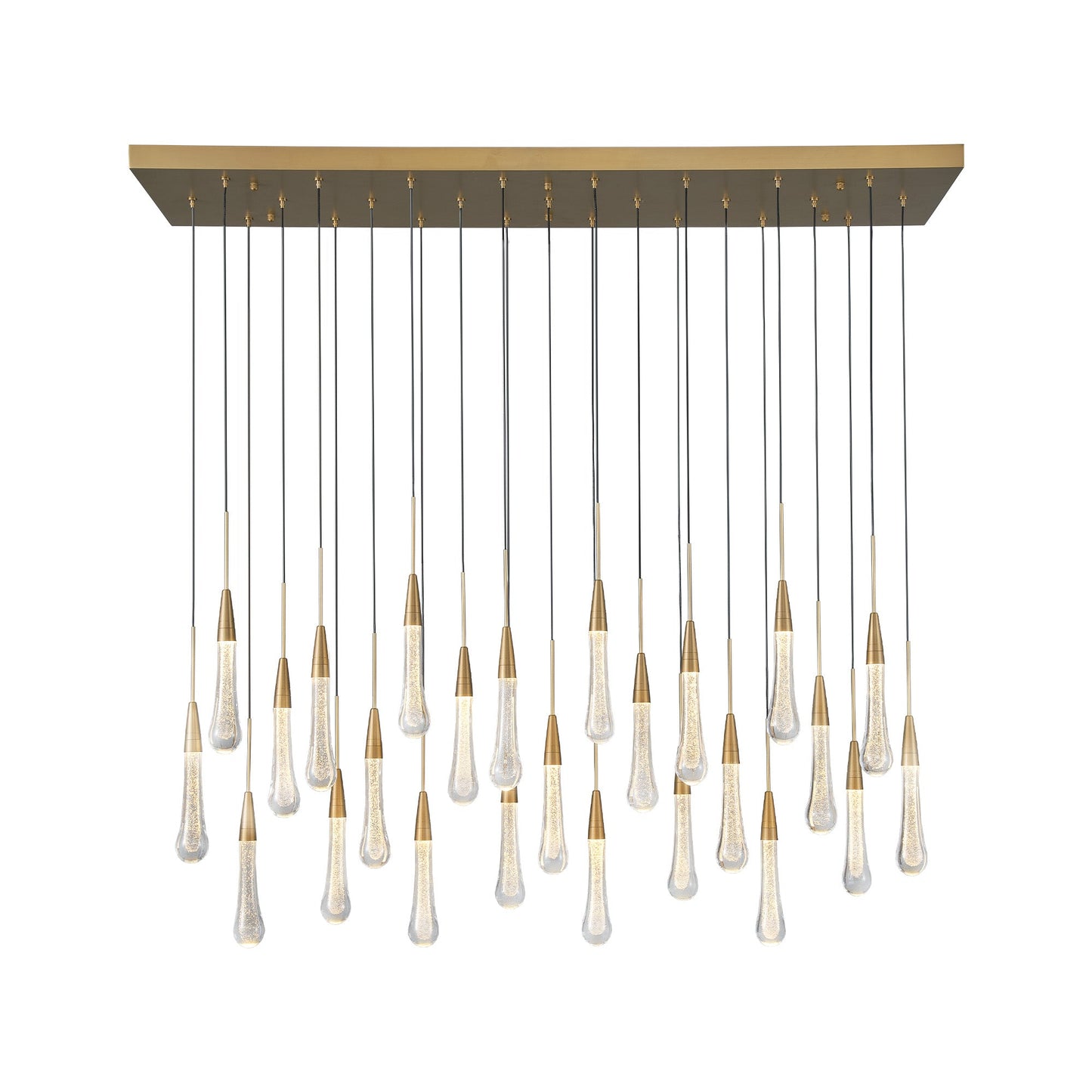 Modern Golden Raindrop Chandelier Rectangular 50’’ × 13.9’’ × 157